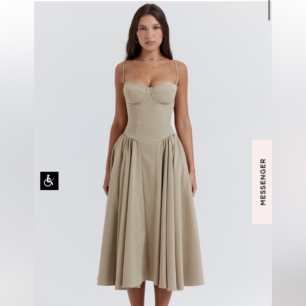 House of CB Samaria Taupe Corset Sun Dress - XS
